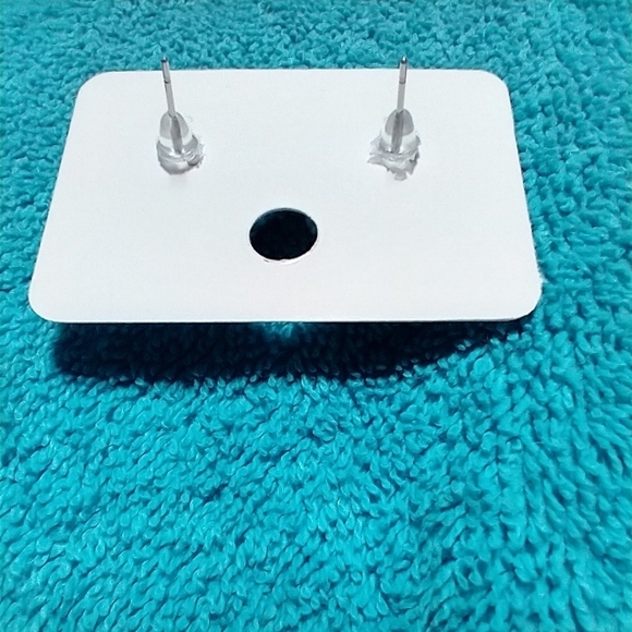 Pierced post rose flower floral earrings blue colorful multicolor - Picture 2 of 3